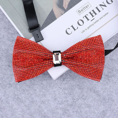 Men Rhinestone Bow Tie Shining Crystal Collar Bowtie Luxury Wedding Banquet Knot