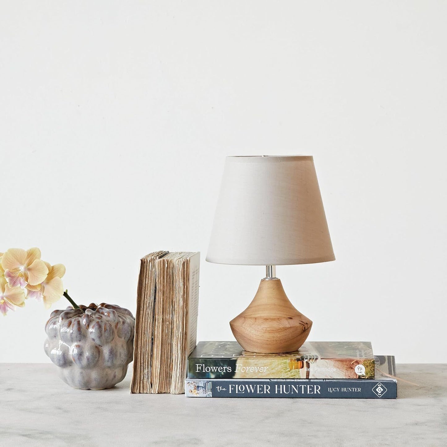 Eucalyptus Wood Table Lamp with Linen Shade Natural Home Decoration Desk Gift