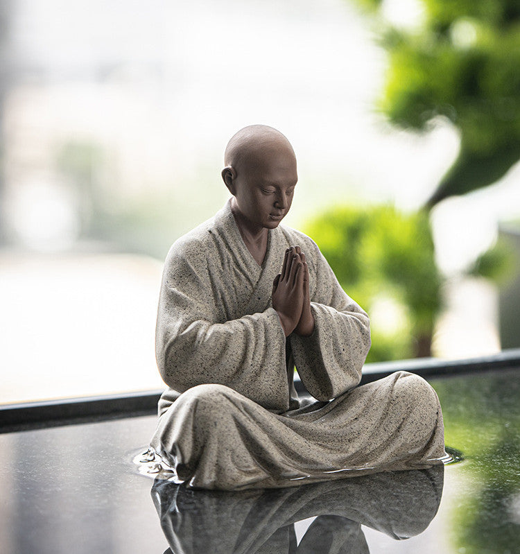 Handmade Tea Pet Home Ornaments Monk Statue Safety Good Luck Tea Tray Decoration