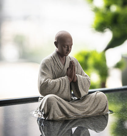 Handmade Tea Pet Home Ornaments Monk Statue Safety Good Luck Tea Tray Decoration