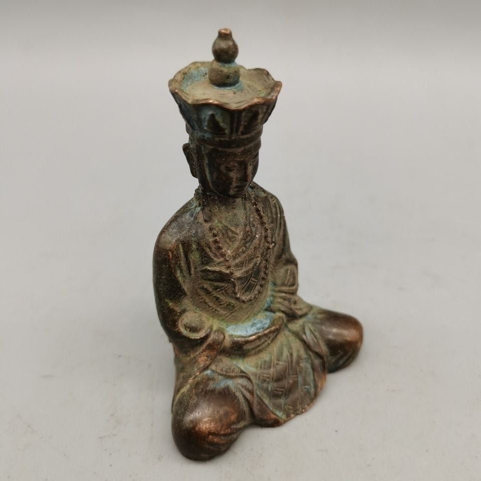 Collected Old Art Bronze Handmade Buddha Tang Monk Figure Statue Netsuke Tea Pet