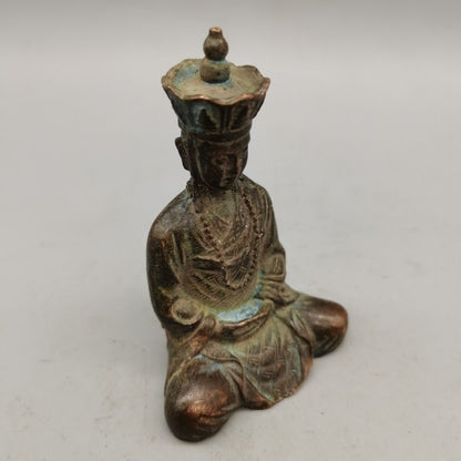 Collected Old Art Bronze Handmade Buddha Tang Monk Figure Statue Netsuke Tea Pet