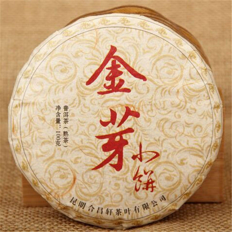 Ripe Pu Erh Tea Cake Yunnan Golden Bud Premium Black Tea Natural 100g