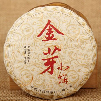 Ripe Pu Erh Tea Cake Yunnan Golden Bud Premium Black Tea Natural 100g