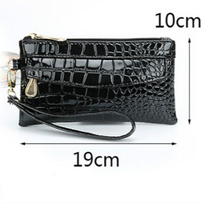 Patent Leather Wallets Fallow Long Double Zipper Wallet Clutch Bag Design Purse