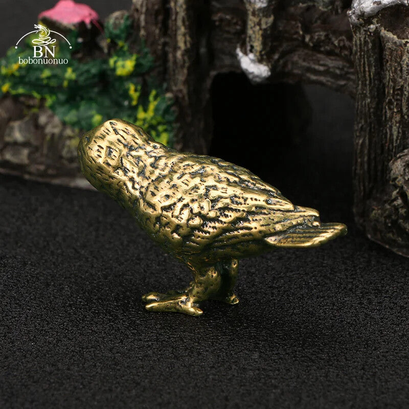 2022 NEW autumn Solid Brass Owl Miniature Figurines Retro Copper Animal Tea Pet