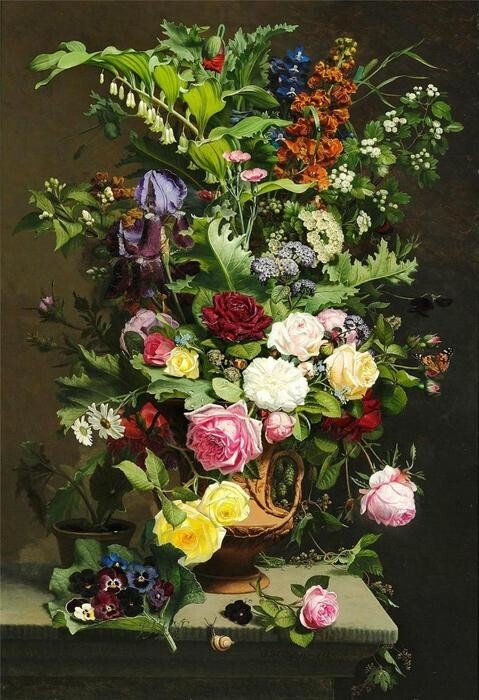 Dream-art Oil painting Otto-Didrik-Ottesen-En-Vase-med-Roserne flowers plants ar