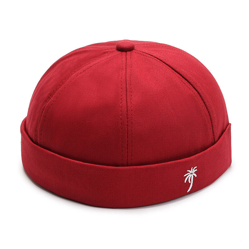 Men Retro Brimless Hat Skull cap Sailor Cap Beanie Rolled Cuff Adjustable