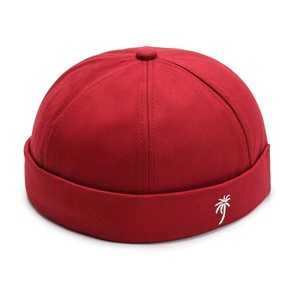 Men Retro Brimless Hat Skull cap Sailor Cap Beanie Rolled Cuff Adjustable