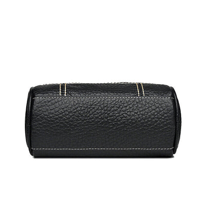 Genuine Leather Small Crossbody Bag Women's Zipper Shoulder Soft Plaid Purses