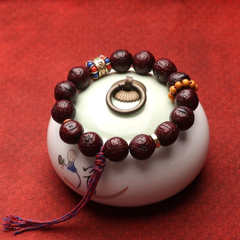 Nepal Phoenix Eye Mala 15mm Jadeized Skin Prayer Beads Bracelet