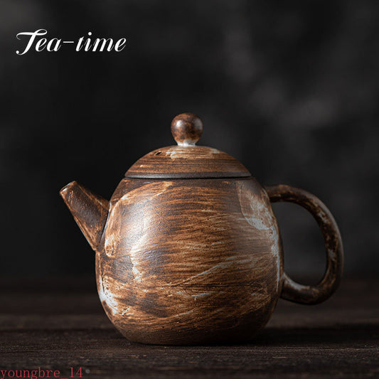 210ml Rough Pottery Shadow White Dragon Egg Pot Handmade Ceramic Teapot Tea