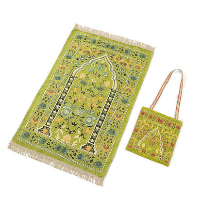 Pilgrimage Carpet Muslim Rug With Bag Kneeling Liturgical Blanket Worship Mat