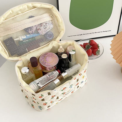Makeup Bag Zipper Cosmetic Organizer Large Cloth Box Make Up Purse Toiletry Case
