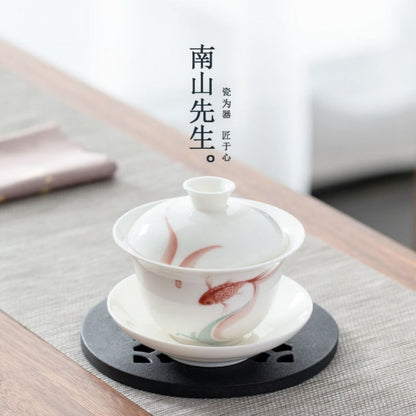 Cover Bowl White Porcelain Hand Grasping Bowl Single Household Simple Tea Bowl