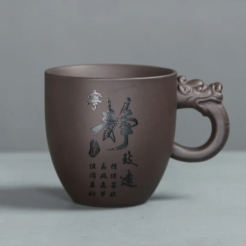 Tradition Purple Clay Teacup with Handle Tea Cup Customized Household Tea Sets