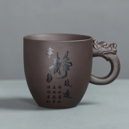 Tradition Purple Clay Teacup with Handle Tea Cup Customized Household Tea Sets