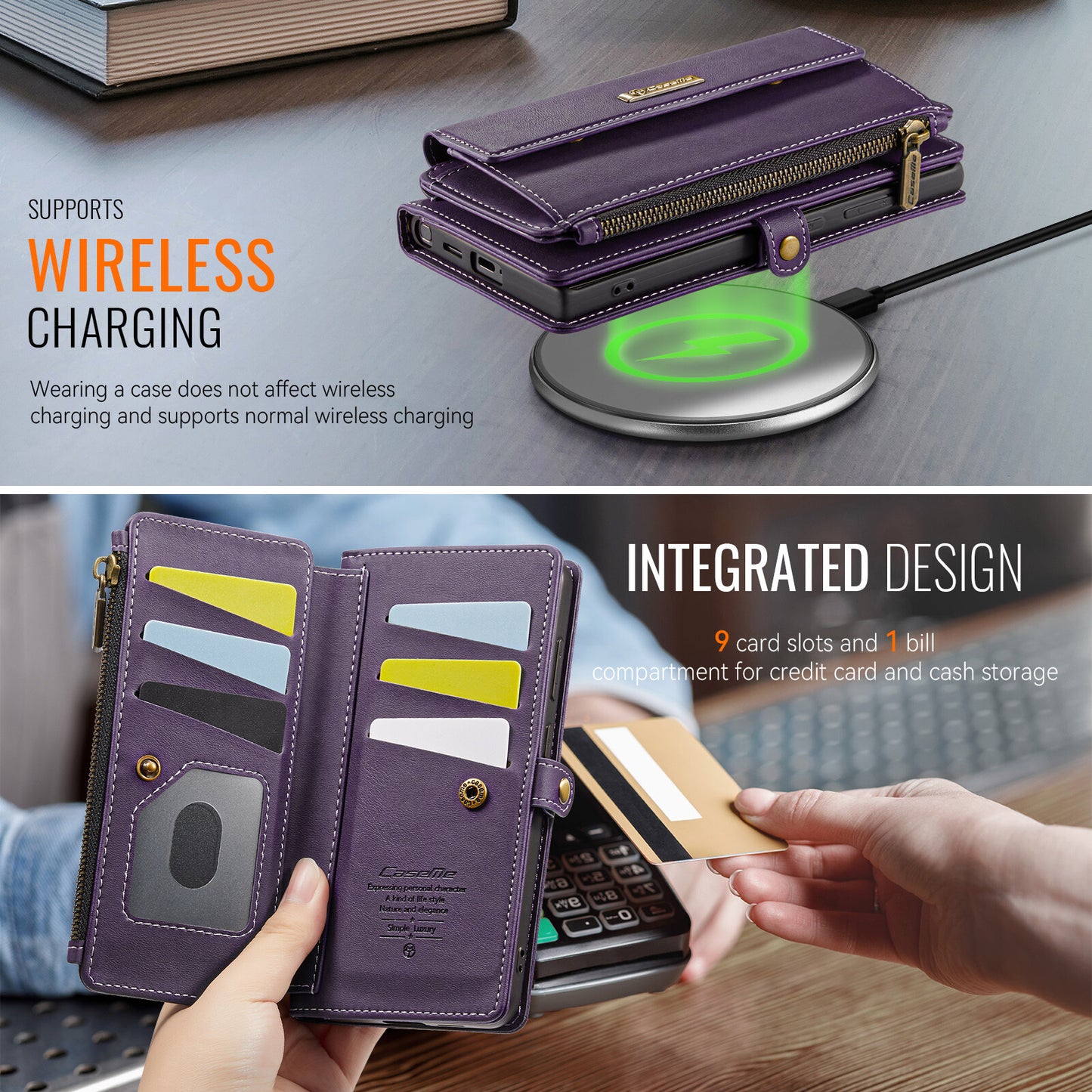 For Samsung Galaxy S25 Ultra Plus Wallet Case, Card Holder Kickstand Flip Cover