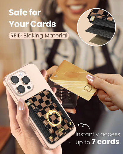 Compatible with Magsafe Wallet with Ring Grip Magnetic Card Holder - Cute Phone