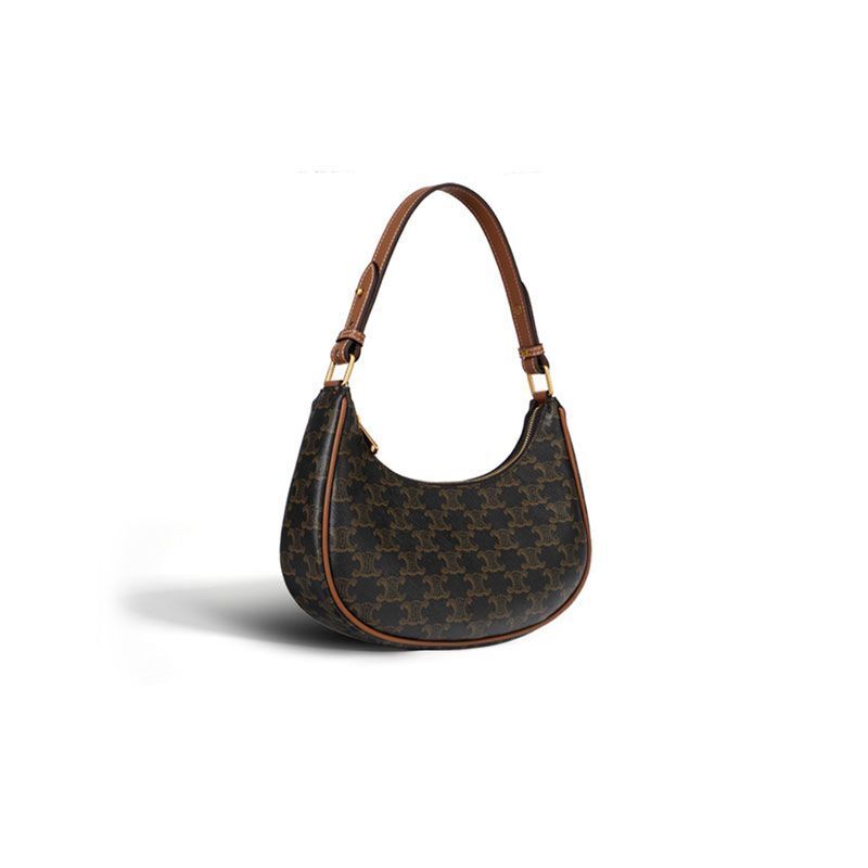 Underarm Bag Leather Shoulder Purse Vintage Printing Half Moon Crossbody Handbag