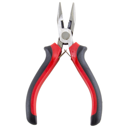 4.75" Mini Long Nose Pliers with Serrated Jaws, Side Cutter with Cushion Grip