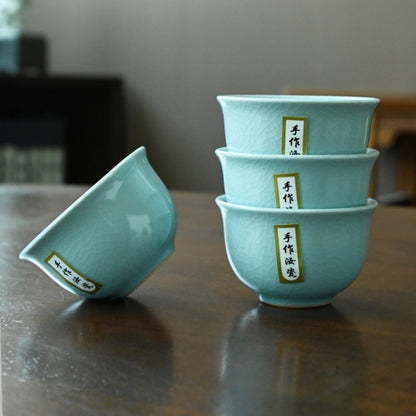 10pcs/lot Ruyao Porcelain Tea Set Crackle Glaze Gaiwan Tea Cup Filter Net Holder
