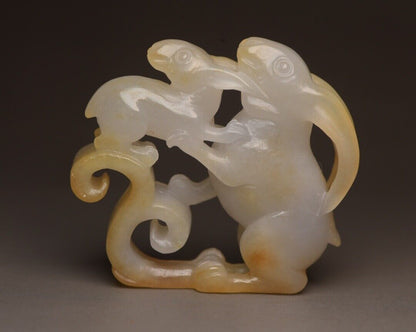 Chinese Natural Hetian Jade Carved Sculpture Exquisite Rabbit Statue Collections