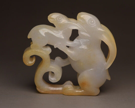 Chinese Natural Hetian Jade Carved Sculpture Exquisite Rabbit Statue Collections