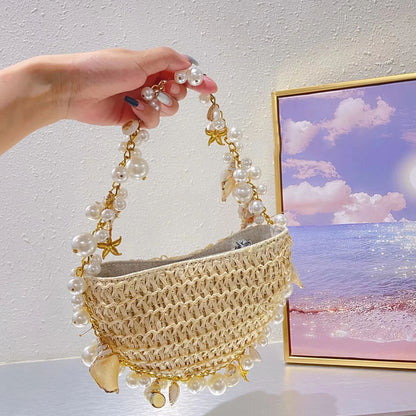 Straw Bag Women Handbags Half Moon Beach Shoulder Bag Crossbody Bags Ladies