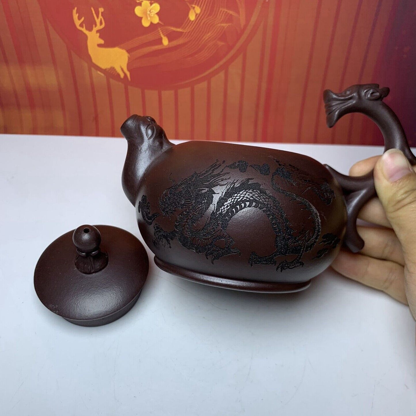 Vintage China Yixing Purple Clay Teapot Zisha Ceramic Dragon Teaware Collections