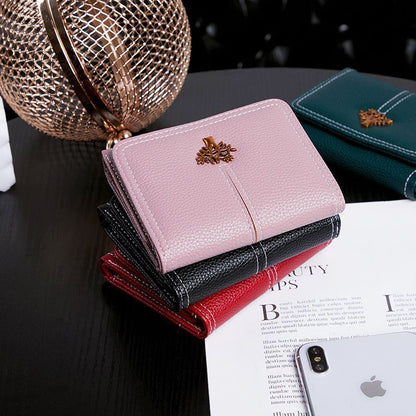 Short Thin Section Tri-fold Money Clip Small Wallet Coin Purse Linen Cotton 1 PC