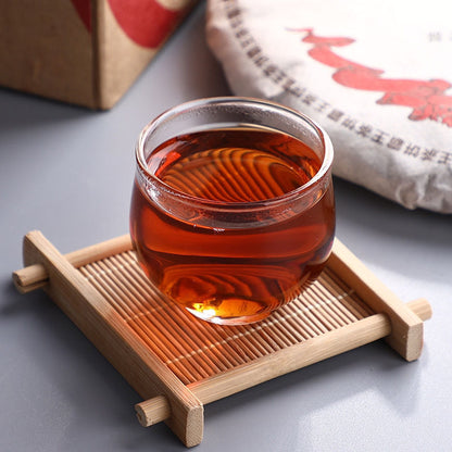 2019 HaiWan Bawang Cha Bing Shu Puer Tea Menghai Qizi Ripe Puer Tea 500g