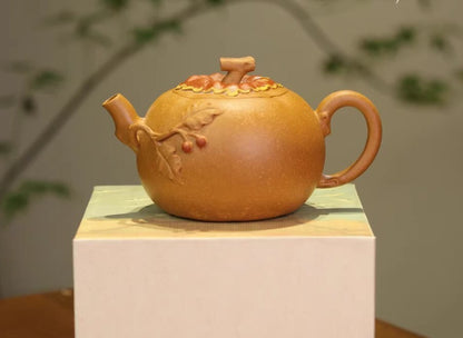 150cc chinese Yixing Handmade Zisha teapot Duan ni Persimmon Gongfu Tea Pot