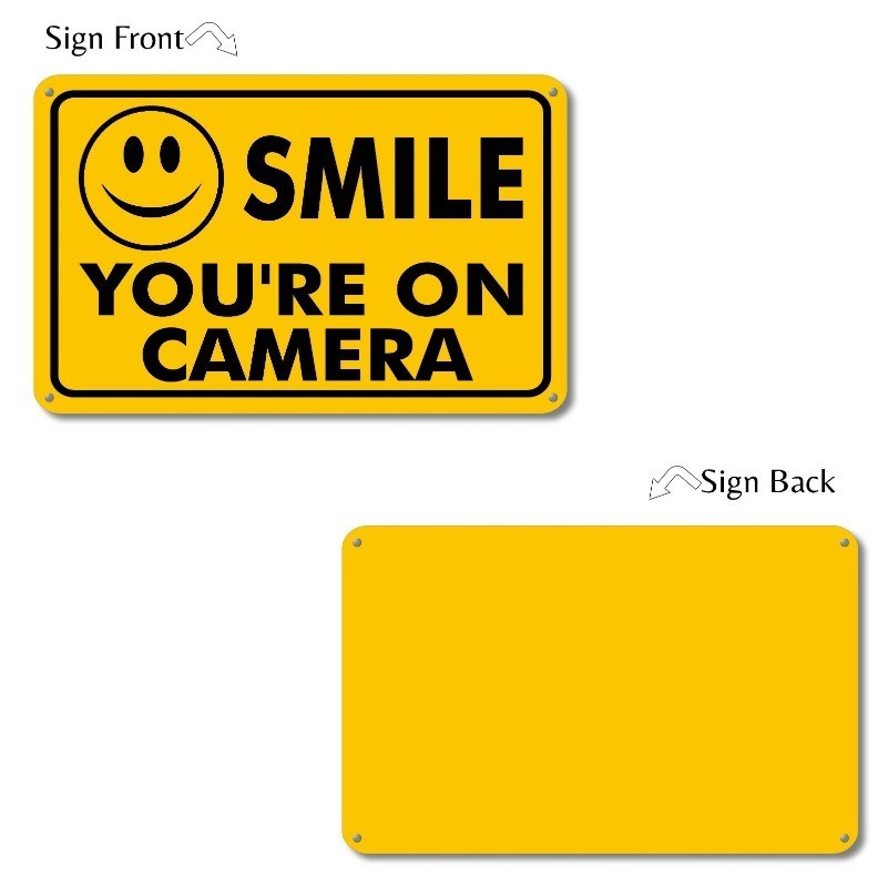 NEW SMILE YOU'RE ON CAMERA SECURITY WATERPROOF BUSINESS YELLOW SIGN VIDEO CCTV