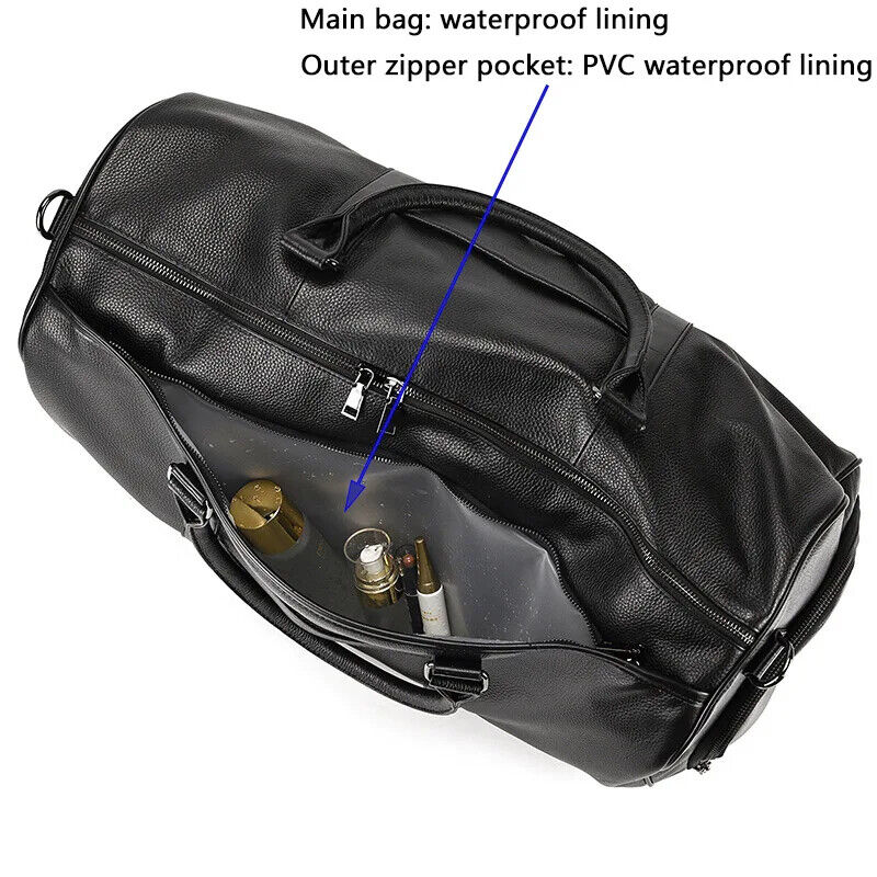 Genuine Leather Travel Bag Men Women Cowhide Casual Travel Weekend Shoulder Bag