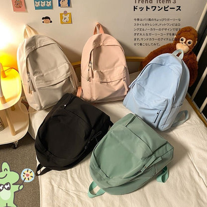 Waterproof Backpack Nylon School Bags Travel Shoulder Bag 29*14*38 Cm Beige Blue