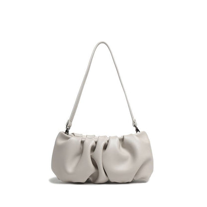 Summer Niche Style Leather One Shoulder Bag Trendy Pleated Solid Color Dumpling