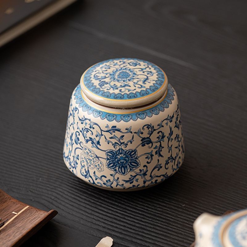 Ru Kiln Ceramic Tea Jar Sealed Jar for Household Small Tea Storage Storage Jar