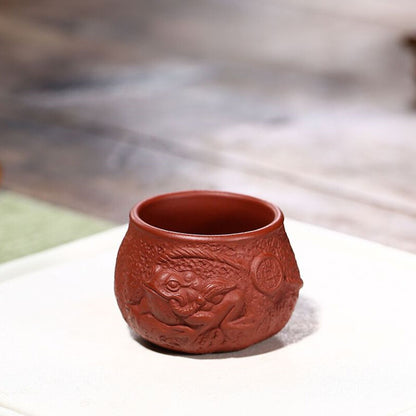 Handmade Carved Toad Relief Master Cup Real Yixing Zisha Personal Tea Cup 80ml