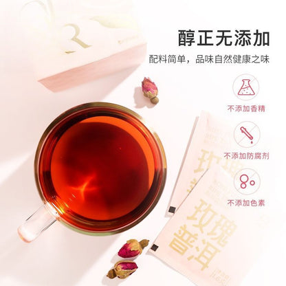 40g Pu'er Tea Rose Mellow Ripe Pu'er Tea Bags 1.6g Each 25 Sachets