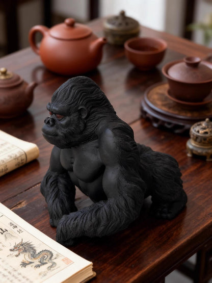 chinese yixing accessories zisha tea pet King Kong decoration black Clay Gorilla