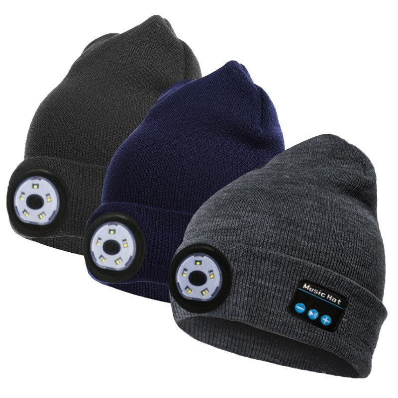 Wireless Bluetooth headphones led warning light night running lighting cap