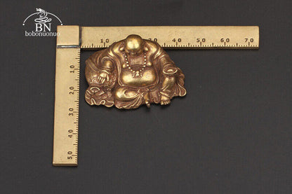 1.7"in Bronze Big Belly Laughing Maitreya Buddha Statue Brass Figurines