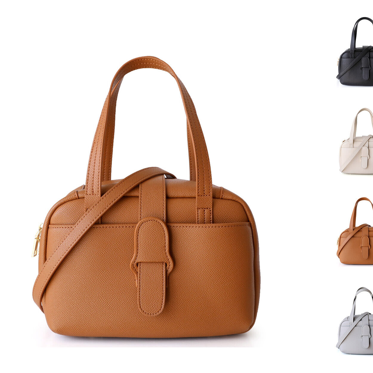 Roomy Leather Handbag Doctor Bag Purse Tote Shoulder Bag w/ Crossbody Strap