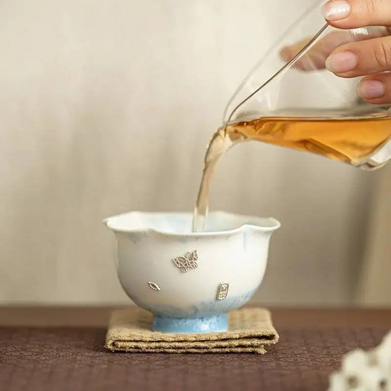 95ML Jingdezhen Crystalline Glaze Ceramic Tea Set Master Cup Tasting Tea Cup