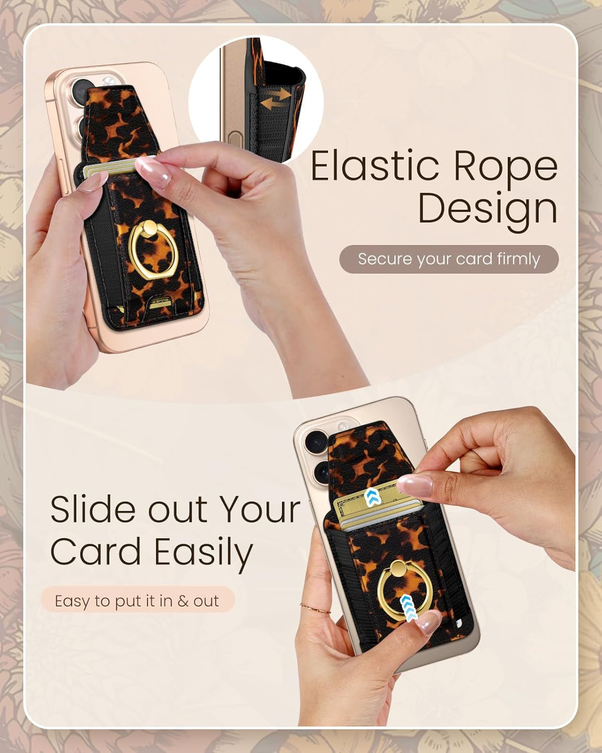 Compatible with Magsafe Wallet with Ring Grip Magnetic Card Holder - Cute Phone