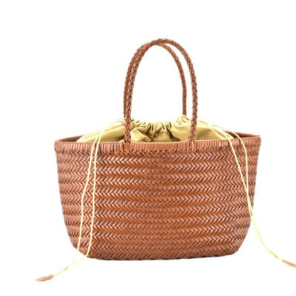 Women's Genuine Leather Woven Shoulder Bag Weaving Bag Cowhide Cross Hand Bags
