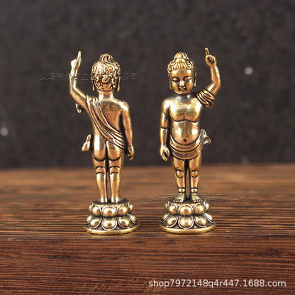Brass Prince Fengbao Offering Ornaments Statue Buddha Sakyamuni Home Decoration