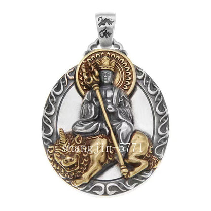 Puxian Bodhisattva Manjushri Buddha Statue Necklace Guanyin Pendant Amulet
