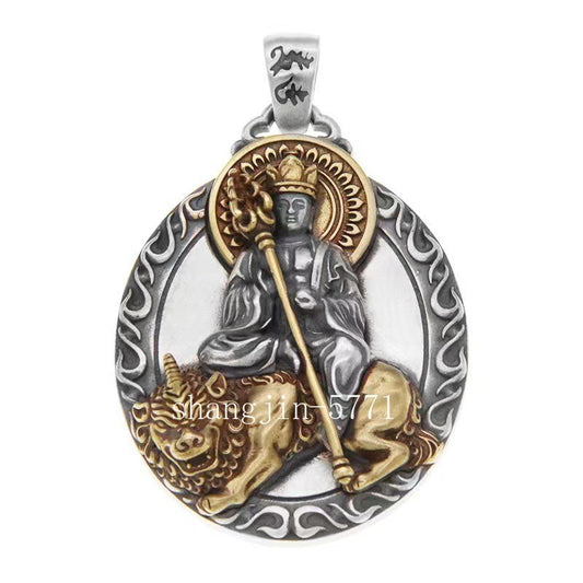 Puxian Bodhisattva Manjushri Buddha Statue Necklace Guanyin Pendant Amulet